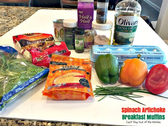 Spinach Artichoke Breakfast Muffins | Can't Stay Out of the Kitchen | these vegetarian #breakfast #muffins are fantastic. Fresh #spinach and #artichokes are combined with eggs and #cheddarcheese in a hash brown #potato crust. Perfect for any #holiday breakfast. #glutenfree