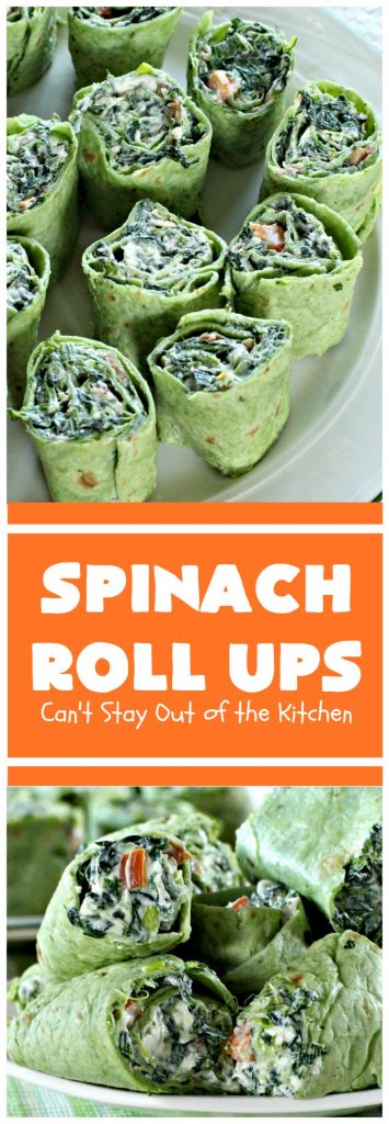 Spinach Roll Ups | Can't Stay Out of the Kitchen | these fantastic #appetizers are one of the best we've ever eaten. They're wonderful for #tailgating, #NewYearsEve or #SuperBowl parties. #spinach #bacon #RanchDressingMix
