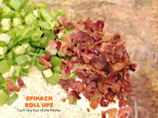 Spinach Roll Ups | Can't Stay Out of the Kitchen | these fantastic #appetizers are one of the best we've ever eaten. They're wonderful for #tailgating, #NewYearsEve or #SuperBowl parties. #spinach #bacon #RanchDressingMix