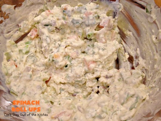 Spinach Roll Ups | Can't Stay Out of the Kitchen | these fantastic #appetizers are one of the best we've ever eaten. They're wonderful for #tailgating, #NewYearsEve or #SuperBowl parties. #spinach #bacon #RanchDressingMix