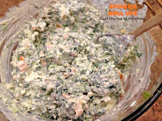 Spinach Roll Ups | Can't Stay Out of the Kitchen | these fantastic #appetizers are one of the best we've ever eaten. They're wonderful for #tailgating, #NewYearsEve or #SuperBowl parties. #spinach #bacon #RanchDressingMix