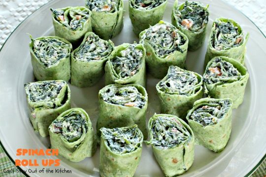 Spinach Roll Ups | Can't Stay Out of the Kitchen | these fantastic #appetizers are one of the best we've ever eaten. They're wonderful for #tailgating, #NewYearsEve or #SuperBowl parties. #spinach #bacon #RanchDressingMix