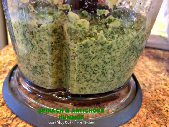 Spinach and Artichoke Hummus | Can't Stay Out of the Kitchen | this crowd-pleasing #appetizer is perfect for #tailgating parties or the #SuperBowl. The combination of #Spinach #Artichoke dip & #hummus is amazing. #SpinachArtichokeHummus #healthy #lowcalorie #Romano #glutenfree #GlutenFreeAppetizer