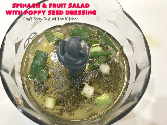 Spinach and Fruit Salad with Poppy Seed Dressing | this is one of our favorite #salad #recipes. It's filled with #strawberries, #Blueberries, #pineapple & #MandarinOranges. It also has #Cashews & #SwissCheese. No one can resist this amazing #TossedSalad! We serve it for company all the time. #holiday #HolidaySalad #TossedSaladWithFruit #SpinachSalad #SpinachAndFruitSaladWithPoppySeedDressing #PoppySeedDressing #GlutenFree #Healthy #HealthySaladRecipe