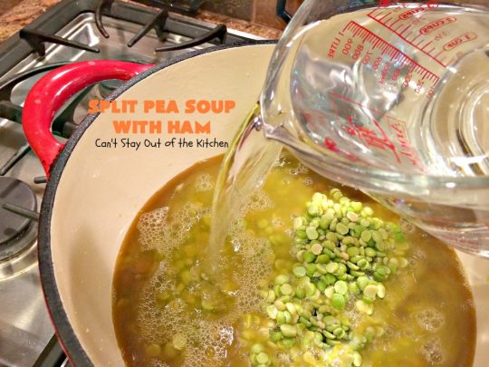 Split Pea Soup with Ham | Can't Stay Out of the Kitchen | I LOVE this #soup. It's always been one of our favorites. It's so flavorful & delicious. #ham #splitpeas #glutenfree