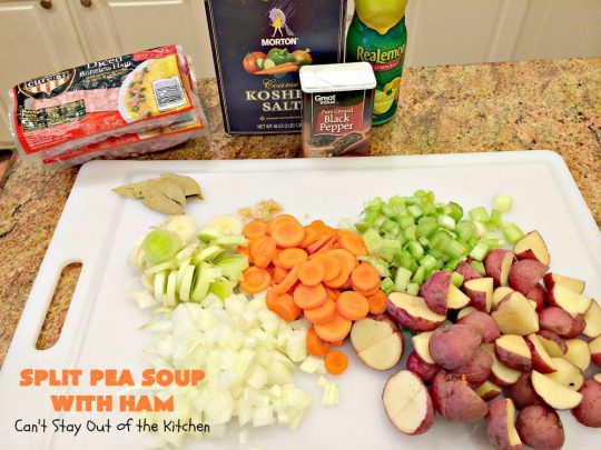 Split Pea Soup with Ham | Can't Stay Out of the Kitchen | I LOVE this #soup. It's always been one of our favorites. It's so flavorful & delicious. #ham #splitpeas #glutenfree