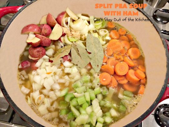 Split Pea Soup with Ham | Can't Stay Out of the Kitchen | I LOVE this #soup. It's always been one of our favorites. It's so flavorful & delicious. #ham #splitpeas #glutenfree