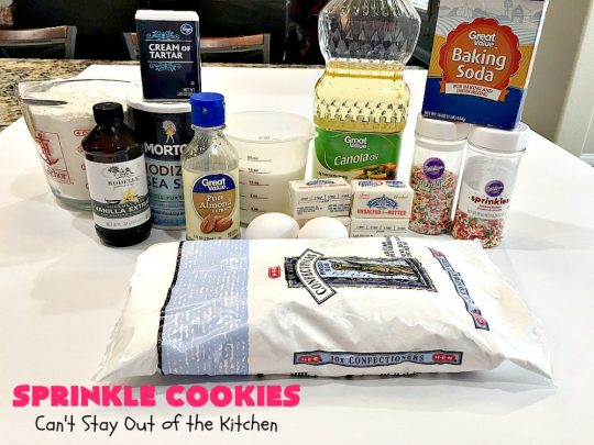 Sprinkle Cookies | Can't Stay Out of the Kitchen | these lovely #cookies start with a favorite #SugarCookie #recipe & are filled & rolled in #sprinkles. They are absolutely heavenly! #dessert #funfetti #SprinkleDessert #FunfettiDessert #Tailgating #Holiday #HolidayDessert