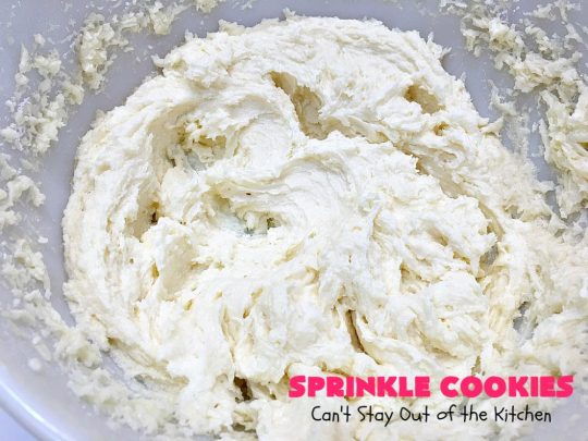 Sprinkle Cookies | Can't Stay Out of the Kitchen | these lovely #cookies start with a favorite #SugarCookie #recipe & are filled & rolled in #sprinkles. They are absolutely heavenly! #dessert #funfetti #SprinkleDessert #FunfettiDessert #Tailgating #Holiday #HolidayDessert