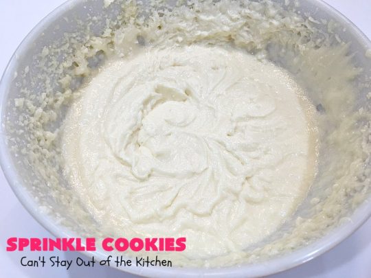 Sprinkle Cookies | Can't Stay Out of the Kitchen | these lovely #cookies start with a favorite #SugarCookie #recipe & are filled & rolled in #sprinkles. They are absolutely heavenly! #dessert #funfetti #SprinkleDessert #FunfettiDessert #Tailgating #Holiday #HolidayDessert