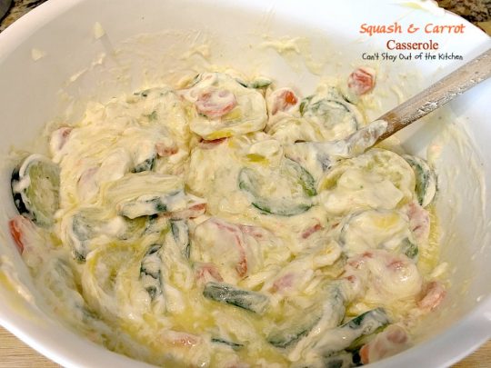 Squash and Carrot Casserole | Can't Stay Out of the Kitchen | this fantastic #squash #casserole is great for the #holidays & always a family favorite. So easy to assemble, too. #carrots #PepperidgeFarmstuffing