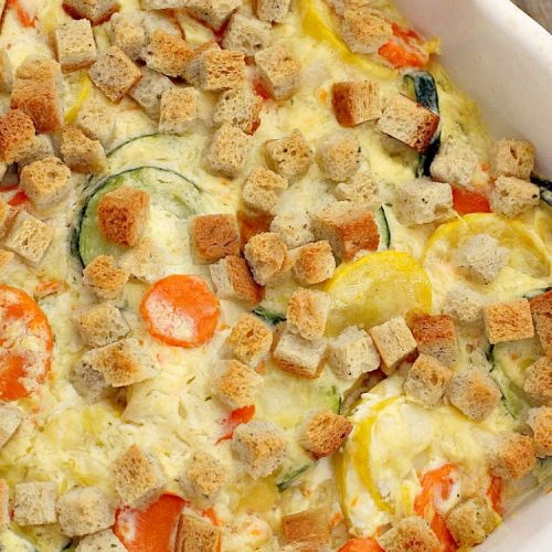 Squash and Carrot Casserole | Can't Stay Out of the Kitchen | this fantastic #squash #casserole is great for the #holidays & always a family favorite. So easy to assemble, too. #carrots #PepperidgeFarmstuffing