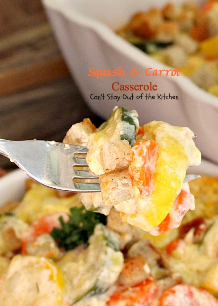 Squash and Carrot Casserole | Can't Stay Out of the Kitchen | this fantastic #squash #casserole is great for the #holidays & always a family favorite. So easy to assemble, too. #carrots #PepperidgeFarmstuffing