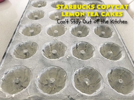 Starbucks Copycat Lemon Tea Cakes | Can't Stay Out of the Kitchen | these delicious #TeaCakes are made from a #Starbucks #CopycatRecipe for their #LemonBread. The #lemon just pops in flavor and the icing is drool-worthy. Made in individual #bundt pans, these are terrific for a weekend, company or #holiday #breakfast like #Thanksgiving, #Christmas or #NewYearsDay. #HolidayBreakfast #StarbucksCopycatLemonTeaCakes