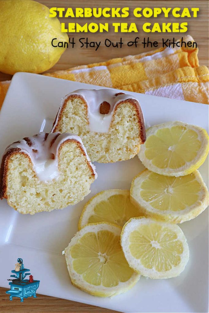 Starbucks Copycat Lemon Tea Cakes | Can't Stay Out of the Kitchen | these delicious #TeaCakes are made from a #Starbucks #CopycatRecipe for their #LemonBread. The #lemon just pops in flavor and the icing is drool-worthy. Made in individual #bundt pans, these are terrific for a weekend, company or #holiday #breakfast like #Thanksgiving, #Christmas or #NewYearsDay. #HolidayBreakfast #StarbucksCopycatLemonTeaCakes