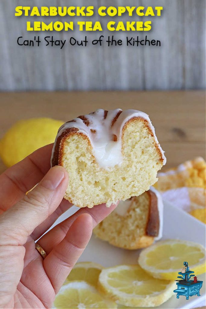 Starbucks Copycat Lemon Tea Cakes | Can't Stay Out of the Kitchen | these delicious #TeaCakes are made from a #Starbucks #CopycatRecipe for their #LemonBread. The #lemon just pops in flavor and the icing is drool-worthy. Made in individual #bundt pans, these are terrific for a weekend, company or #holiday #breakfast like #Thanksgiving, #Christmas or #NewYearsDay. #HolidayBreakfast #StarbucksCopycatLemonTeaCakes