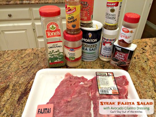 Steak Fajita Salad with Avocado Cilantro Dressing | Can't Stay Out of the Kitchen | this mouthwatering #Tex-Mex #salad has an amazing #avocado #cilantro salad dressing.