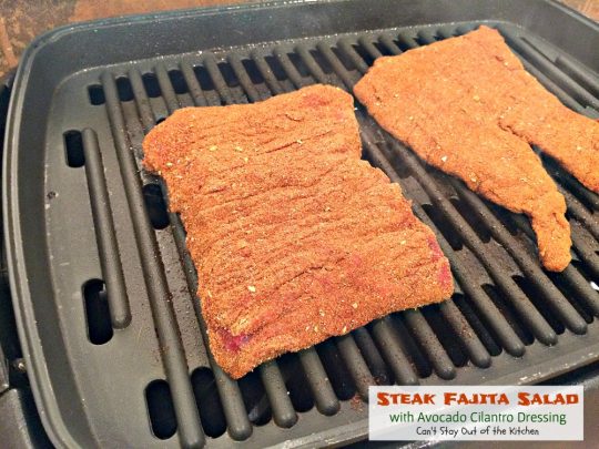Steak Fajita Salad with Avocado Cilantro Dressing | Can't Stay Out of the Kitchen | this mouthwatering #Tex-Mex #salad has an amazing #avocado #cilantro salad dressing.
