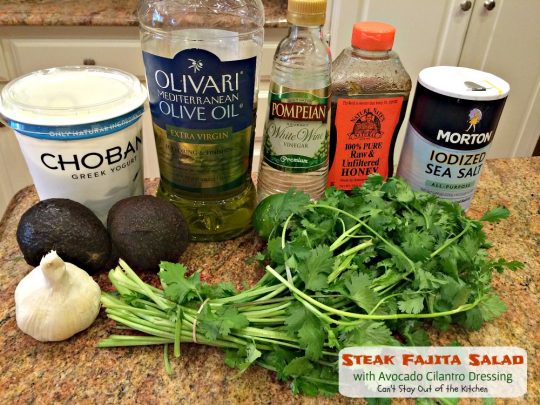 Steak Fajita Salad with Avocado Cilantro Dressing | Can't Stay Out of the Kitchen | this mouthwatering #Tex-Mex #salad has an amazing #avocado #cilantro salad dressing.
