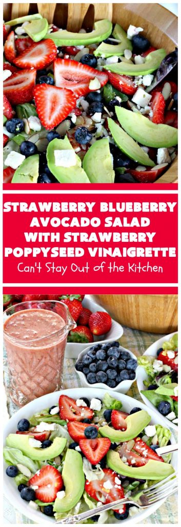 Strawberry Blueberry Avocado Salad with Strawberry Poppyseed Vinaigrette | Can't Stay Out of the Kitchen