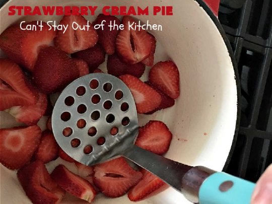 Strawberry Cream Pie | Can't Stay Out of the Kitchen | this outrageous #StrawberryCreamPie #recipe will knock your socks off! It uses only 5 ingredients and is easy enough to make even for beginners. Wow your company, friends or family with this amazing #dessert. #pie #StrawberryPie #strawberries, #EasyStrawberryPie #5IngredientRecipe #StrawberryDessert #BestStrawberryPie #BestStrawberryCreamPie #holiday #HolidayDessert #ValentinesDay #Christmas #MothersDay