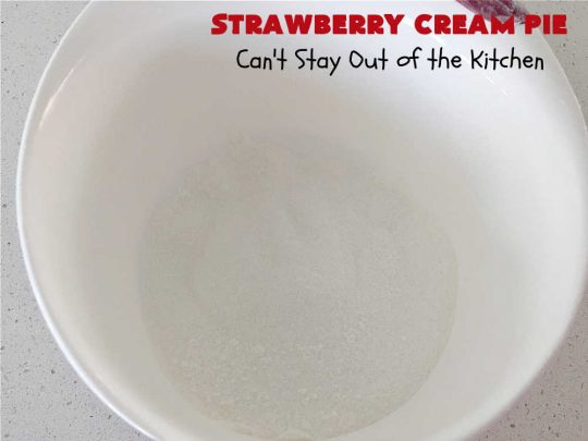 Strawberry Cream Pie | Can't Stay Out of the Kitchen | this outrageous #StrawberryCreamPie #recipe will knock your socks off! It uses only 5 ingredients and is easy enough to make even for beginners. Wow your company, friends or family with this amazing #dessert. #pie #StrawberryPie #strawberries, #EasyStrawberryPie #5IngredientRecipe #StrawberryDessert #BestStrawberryPie #BestStrawberryCreamPie #holiday #HolidayDessert #ValentinesDay #Christmas #MothersDay