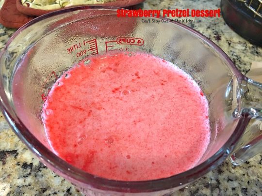 Strawberry Pretzel Dessert | Can't Stay Out of the Kitchen | this classic favorite #dessert has a #pretzel crust, #creamcheese layer & a #strawberry jello layer. It's a light dessert that's great for the #holidays.