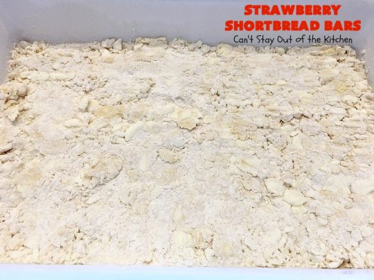 Strawberry Shortbread Bars | Can't Stay Out of the Kitchen | these fabulous #cookies have a shortbread crust, layered with #strawberry preserves & topped with a #coconut topping. They are terrific for #holiday parties & baking. #dessert