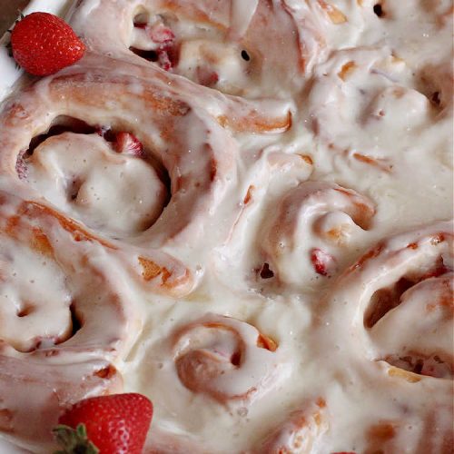 Strawberry Sweet Rolls | Can't Stay Out of the Kitchen | these luscious #SweetRolls don't have to be mixed or kneaded since all of that is done in the #breadmaker! These lovely #rolls are terrific for a company, #holiday or special occasion #Breakfast like #FathersDay. They're iced with a delectable #ButtercreamFrosting. #StrawberrySweetRolls are sure to please everyone. #HolidayBreakfast