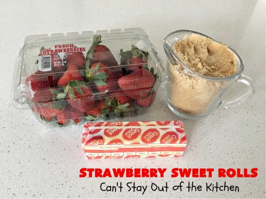 Strawberry Sweet Rolls | Can't Stay Out of the Kitchen | these luscious #SweetRolls don't have to be mixed or kneaded since all of that is done in the #breadmaker! These lovely #rolls are terrific for a company, #holiday or special occasion #Breakfast like #FathersDay. They're iced with a delectable #ButtercreamFrosting. #StrawberrySweetRolls are sure to please everyone. #HolidayBreakfast