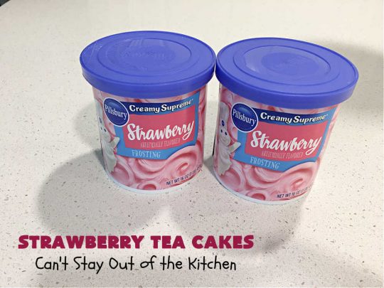 Strawberry Tea Cakes | Can't Stay Out of the Kitchen | these scrumptious #TeaCakes start with a #strawberry #CakeMix. These also include vanilla pudding & #WhiteChocolateChips. Beautiful, festive and elegant #dessert for #Christmas or #holiday baking. #cake #HolidayDessert #StrawberryDessert #StrawberryTeaCakes