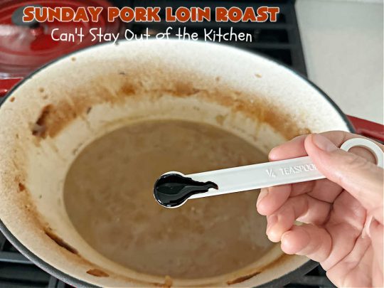 Sunday Pork Loin Roast | Can't Stay Out of the Kitchen | this amazing #PorkLoinRoast #dinner is a completely #OneDishMeal since it includes #carrots, #potatoes & #gravy! Terrific for family or company dinners & the leftovers reheat well too. The #herb-rubbed #PorkLoin flavors the #gravy & #vegetables wonderfully. #SundayPorkLoinRoast