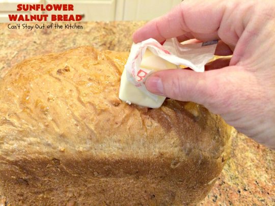 Sunflower Walnut Bread | Can't Stay Out of the Kitchen | this delicious home-baked #bread is so easy to make since it's made in the #breadmaker! It includes #SunflowerSeeds & #walnuts for increased flavor and texture. Perfect for #Breakfast or as a dinner bread. #SunflowerWalnutBread