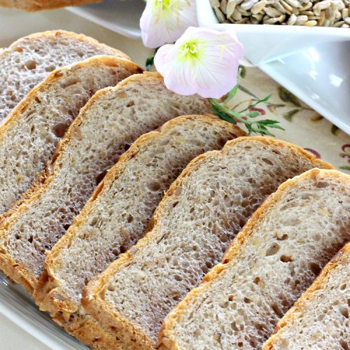 Sunflower Walnut Bread | Can't Stay Out of the Kitchen | this delicious home-baked #bread is so easy to make since it's made in the #breadmaker! It includes #SunflowerSeeds & #walnuts for increased flavor and texture. Perfect for #Breakfast or as a dinner bread. #SunflowerWalnutBread