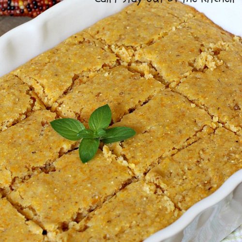 Sweet Cornbread | Can't Stay Out of the Kitchen | this is one of the best #cornbread #recipes you'll ever eat! It used a can of #CreamedCorn so it's hearty, filling and totally satisfying. It's wonderful for any main dish meal. #corn #cornmeal #SweetCornbread