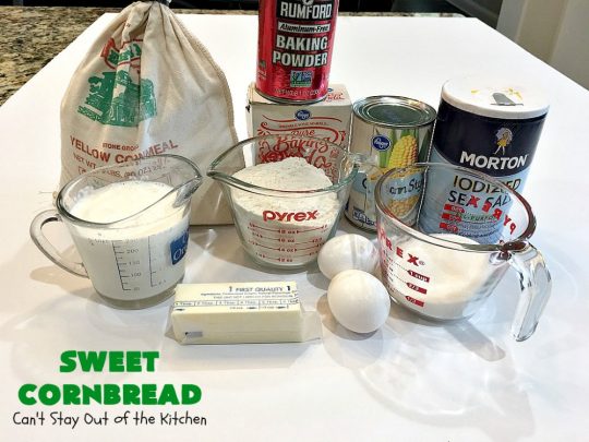 Sweet Cornbread | Can't Stay Out of the Kitchen | this is one of the best #cornbread #recipes you'll ever eat! It used a can of #CreamedCorn so it's hearty, filling and totally satisfying. It's wonderful for any main dish meal. #corn #cornmeal #SweetCornbread