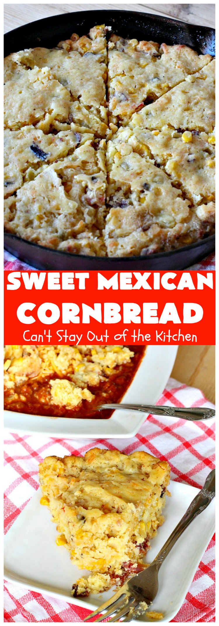 Sweet Mexican Cornbread | Can't Stay Out of the Kitchen | this is one of the best #cornbread #recipes ever! It starts with a #Zatarains honey butter cornbread mix. Add Fiesta #corn, green #chilies & #bacon & you have the most heavenly cornbread you'll ever eat. Perfect side for any soup, stew or chili recipe. #TexMex #SweetMexicanCornbread