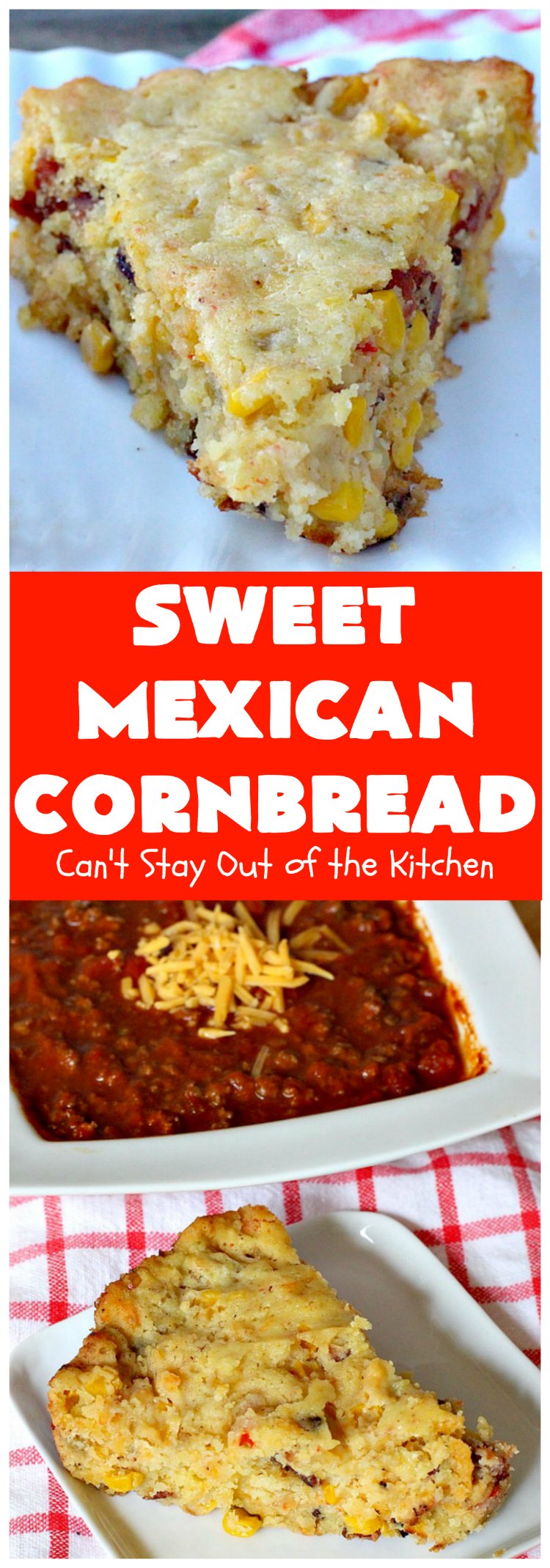 Sweet Mexican Cornbread | Can't Stay Out of the Kitchen | this is one of the best #cornbread #recipes ever! It starts with a #Zatarains honey butter cornbread mix. Add Fiesta #corn, green #chilies & #bacon & you have the most heavenly cornbread you'll ever eat. Perfect side for any soup, stew or chili recipe. #TexMex #SweetMexicanCornbread