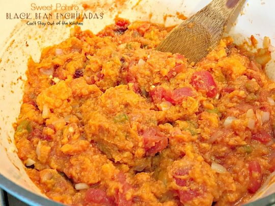 Sweet Potato Black Bean Enchiladas | Can't Stay Out of the Kitchen | these #enchiladas are absolutely awesome. Great #TexMex #MeatlessMonday recipe. #glutenfree #blackbeans #sweetpotatoes 