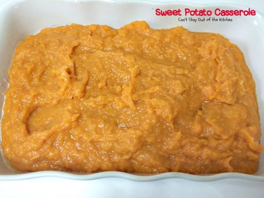 Sweet Potato Casserole | Can't Stay Out of the Kitchen | This amazing #casserole is always one of our most requested #holiday #sidedishes. Everyone loves the souffle texture and #praline topping. #sweetpotatoes