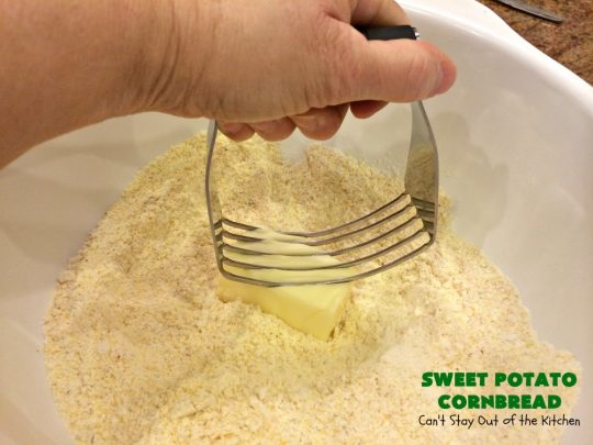Sweet Potato Cornbread | Can't Stay Out of the Kitchen | this fantastic #cornbread includes #SweetPotatoes for a delightfully #southern spin on traditional cornbread #recipes. This #healthy version is #GlutenFree & #CleanEating. Terrific #SideDish for company or #holiday menus like #FathersDay. We enjoy it for #Breakfast as well as dinner. #SweetPotatoCornbread