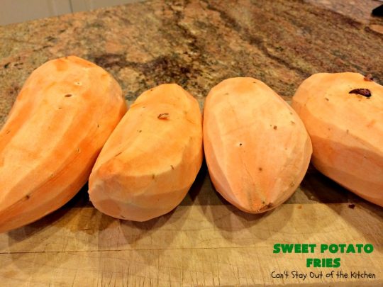 Sweet Potato Fries | Can't Stay Out of the Kitchen | this easy 3-ingredient #recipe is a family favorite. We make it all the time. It's a great side dish for company & #holiday meals. It's also terrific for #MeatlessMondays. #Healthy, #GlutenFree #Vegan, #CleanEating #SweetPotatoes #SweetPotatoFries #HolidaySideDish #EasterSideDish #GlutenFreeSideDish #VeganSideDish