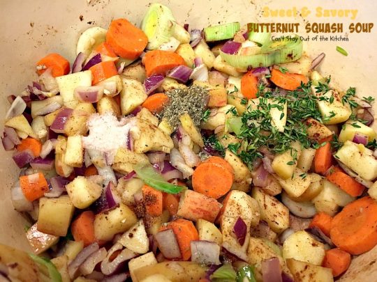 Sweet and Savory Butternut Squash Soup | Can't Stay Out of the Kitchen | this delicious #soup is wonderfully comforting. It's filled with veggies & #butternutsquash for a healthy, clean eating #glutenfree & #vegan recipe you will enjoy down to the last drop!