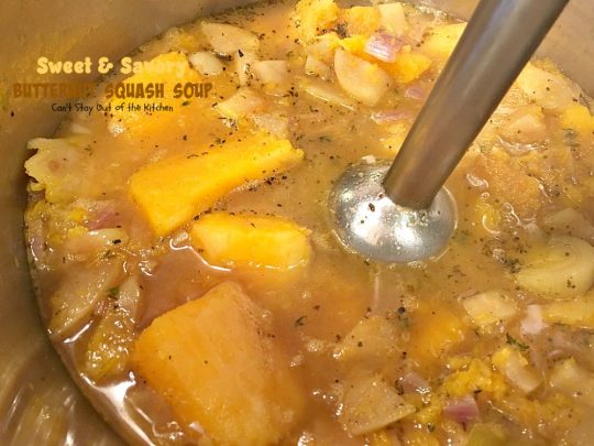 Sweet and Savory Butternut Squash Soup | Can't Stay Out of the Kitchen | this delicious #soup is wonderfully comforting. It's filled with veggies & #butternutsquash for a healthy, clean eating #glutenfree & #vegan recipe you will enjoy down to the last drop!