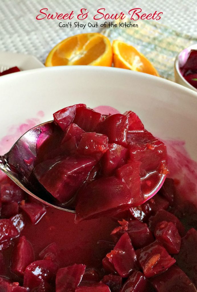 Sweet & Sour Beets | Can't Stay Out of the Kitchen | the most delicious #beets dish you'll ever eat. Flavored with #orange zest, this is a great #holiday #sidedish.