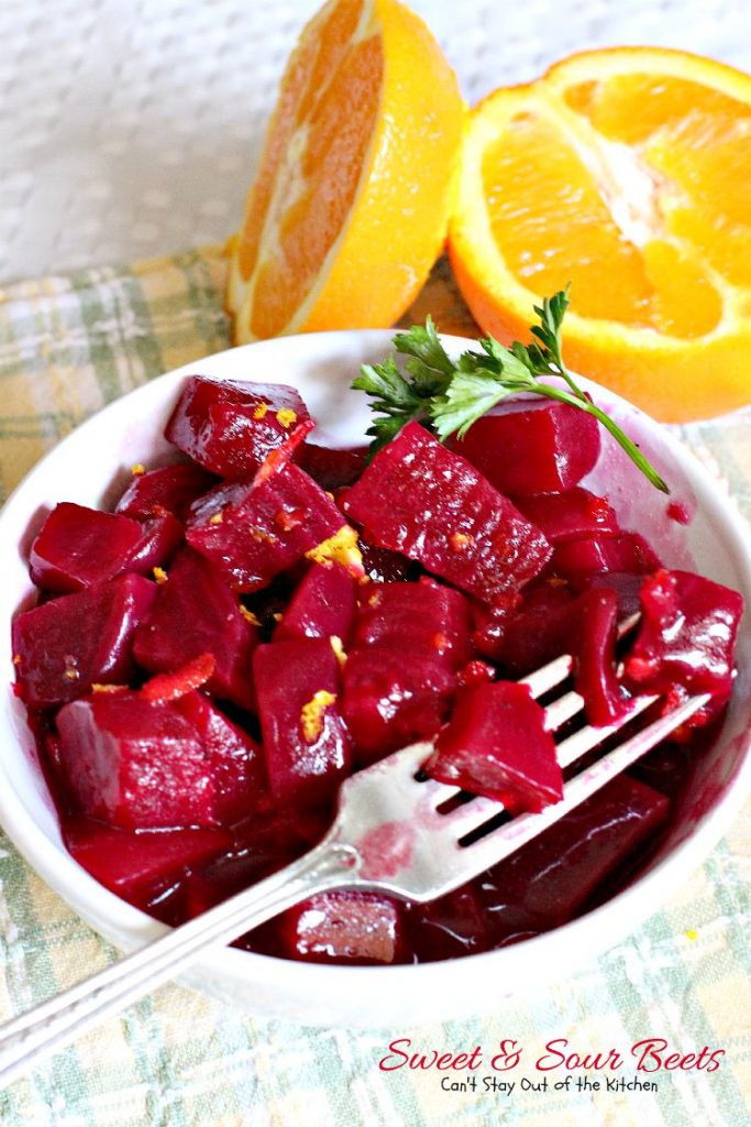 Sweet & Sour Beets | Can't Stay Out of the Kitchen | the most delicious #beets dish you'll ever eat. Flavored with #orange zest, this is a great #holiday #sidedish.