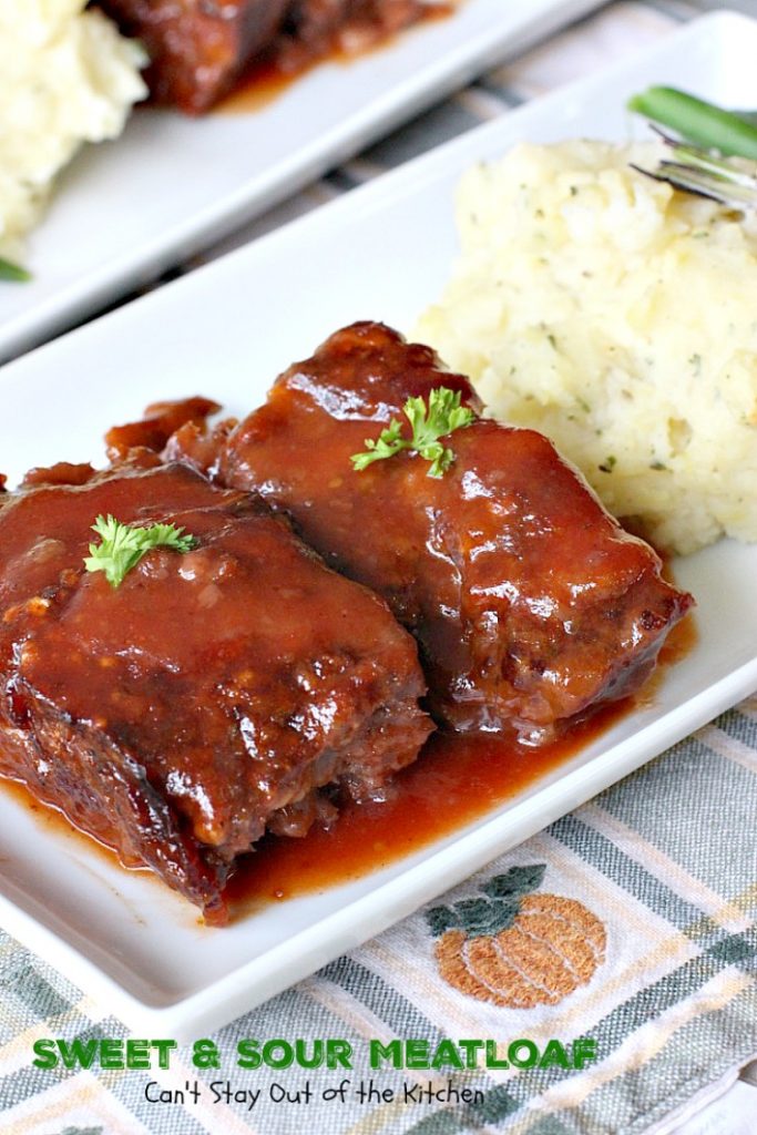 Sweet and Sour Meatloaf | Can't Stay Out of the Kitchen | I used #glutenfree breadcrumbs & honey instead of brown sugar making a healthier, #clean-eating #meatloaf that was delicious. #beef #casserole
