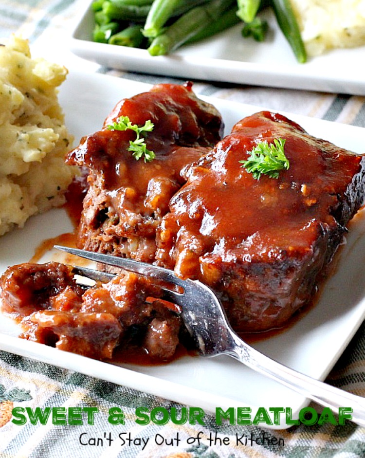 Sweet and Sour Meatloaf | Can't Stay Out of the Kitchen | I used #glutenfree breadcrumbs & honey instead of brown sugar making a healthier, #clean-eating #meatloaf that was delicious. #beef #casserole