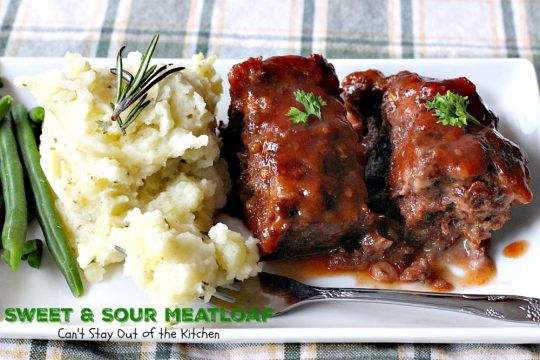 Sweet and Sour Meatloaf | Can't Stay Out of the Kitchen | I used #glutenfree breadcrumbs & honey instead of brown sugar making a healthier, #clean-eating #meatloaf that was delicious. #beef #casserole