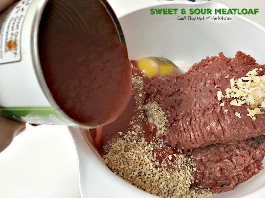 Sweet and Sour Meatloaf | Can't Stay Out of the Kitchen | I used #glutenfree breadcrumbs & honey instead of brown sugar making a healthier, #clean-eating #meatloaf that was delicious. #beef #casserole